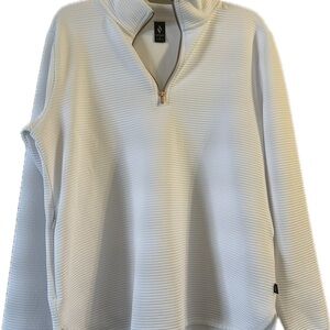 *NWOT*Skechers White Ribbed Quarter-Zip Pullover